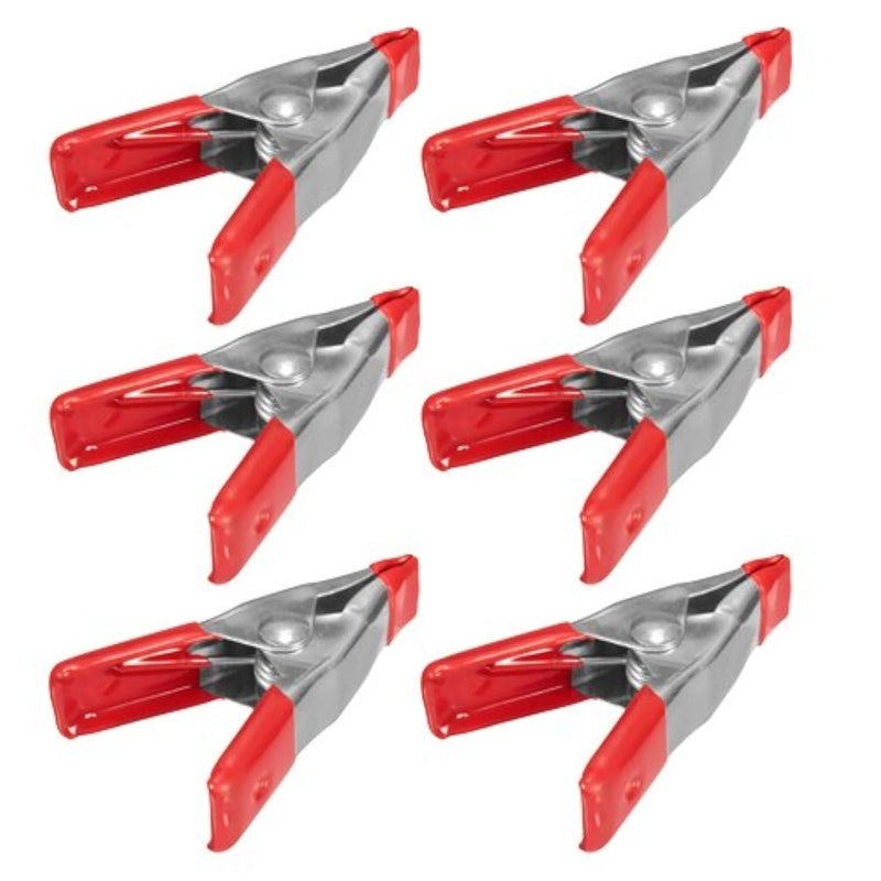 WideskallÂ® 2" inch Mini Metal Spring Clamps w/Red Rubber Tips Clips (Pack of 6)